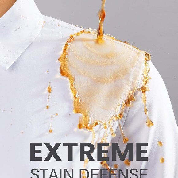 Womens Stain Shield Dress Shirts Wrinkle Free Short Sleeve Solid Tops Blouses Bu - Picture 3 of 6